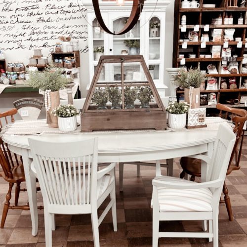 white Table and chairs